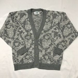 American Crusader Hand Knit Vintage Cardigan Gray Size Medium